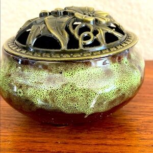 NEW Elegant Green and Brown Decorative Bowl Trinket Holder Incense Holder
